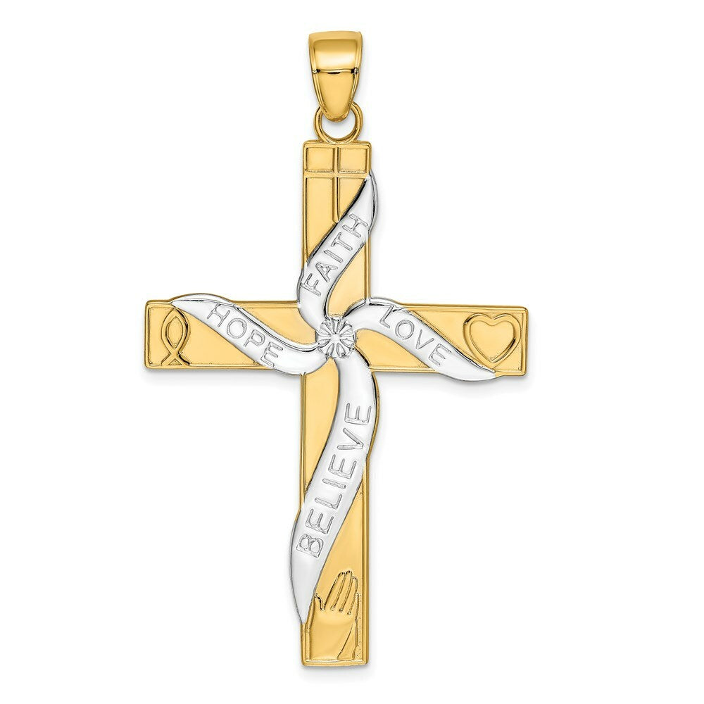 14K Yellow Gold & Rhodium Latin Cross Pendant