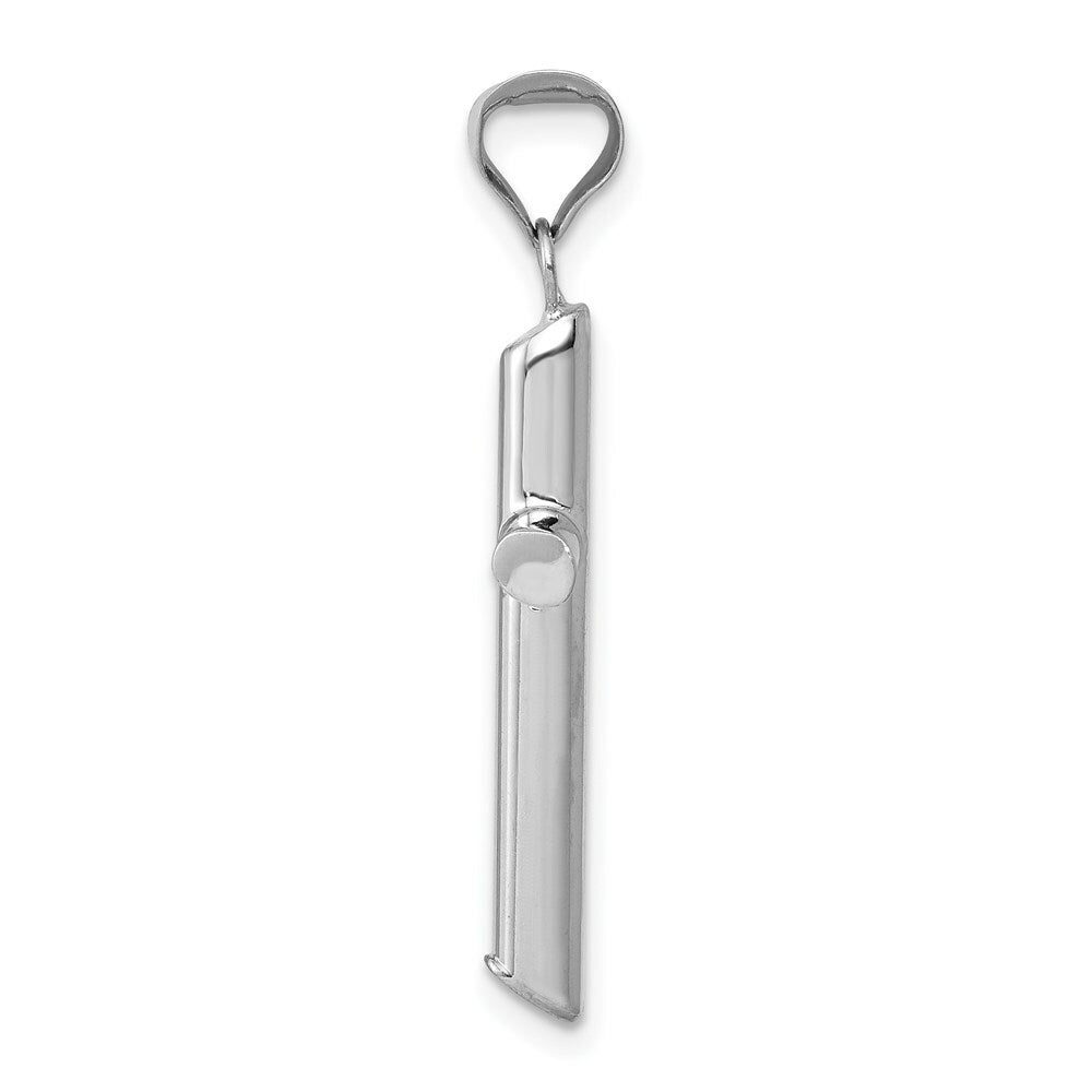 14K White Gold Polished Hollow Cross Pendant 32mm length