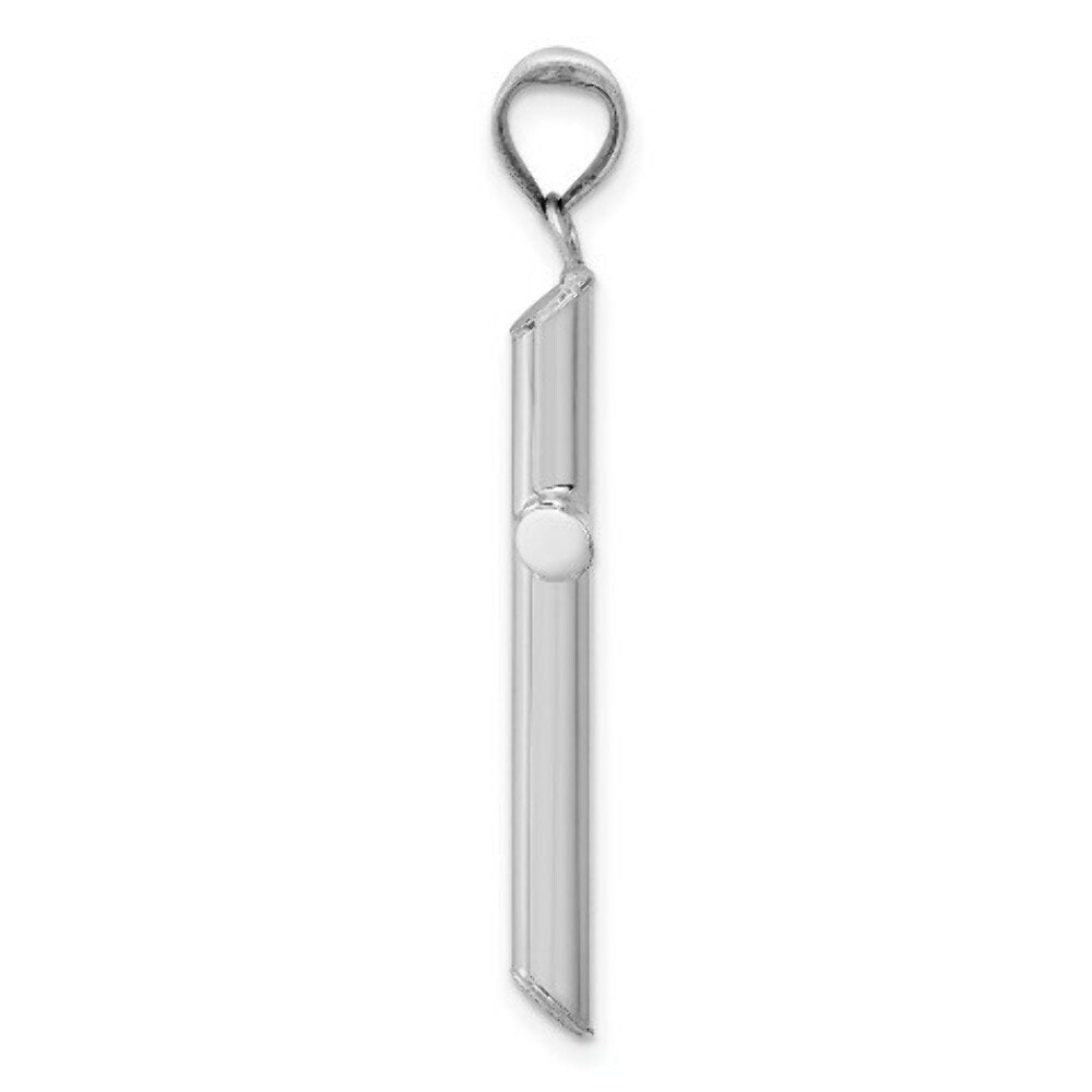 14K White Gold Hollow Cross Pendant 35mm length