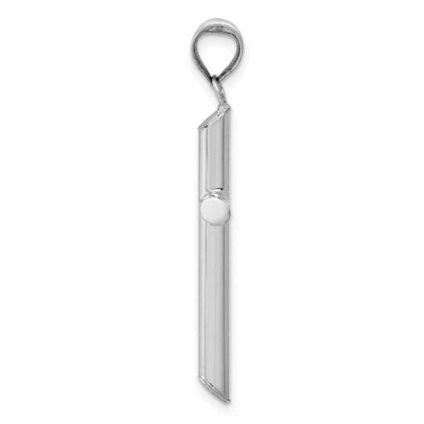 14K White Gold Hollow Cross Pendant 35mm length