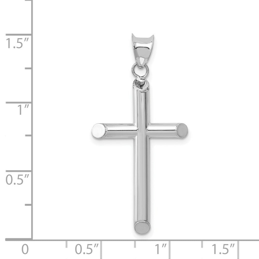 14K White Gold Hollow Cross Pendant 35mm length