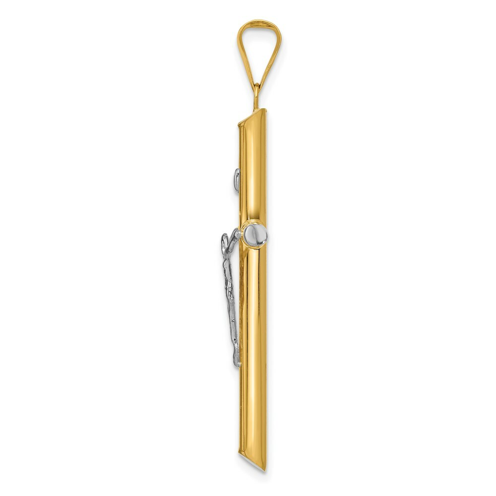 14K Two-tone Gold and Rhodium INRI Crucifix Pendant