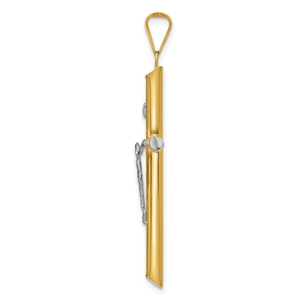 14K Two-tone Gold and Rhodium INRI Crucifix Pendant