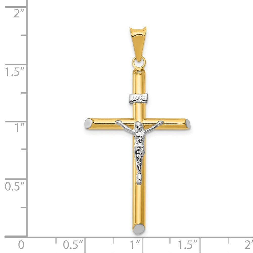 14K Two-tone Gold and Rhodium INRI Crucifix Pendant