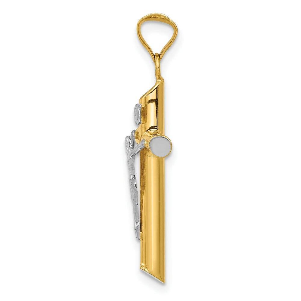 14K Two-tone Gold & Rhodium INRI Crucifix Pendant