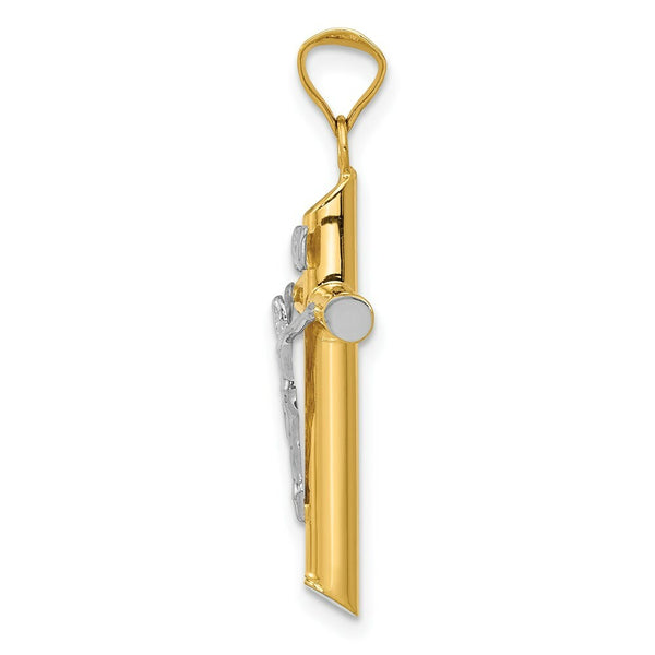 14K Two-tone Gold & Rhodium INRI Crucifix Pendant