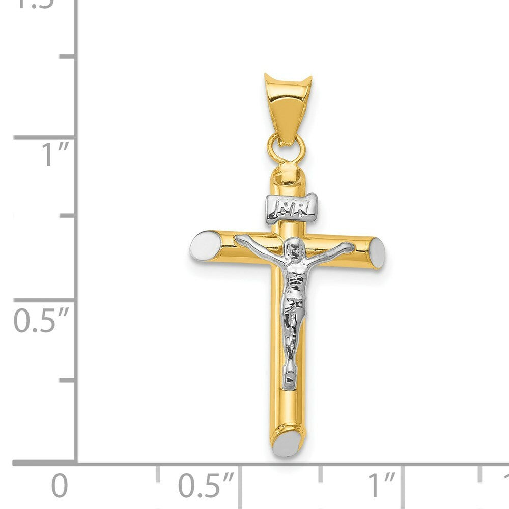 14K Two-tone Gold & Rhodium INRI Crucifix Pendant