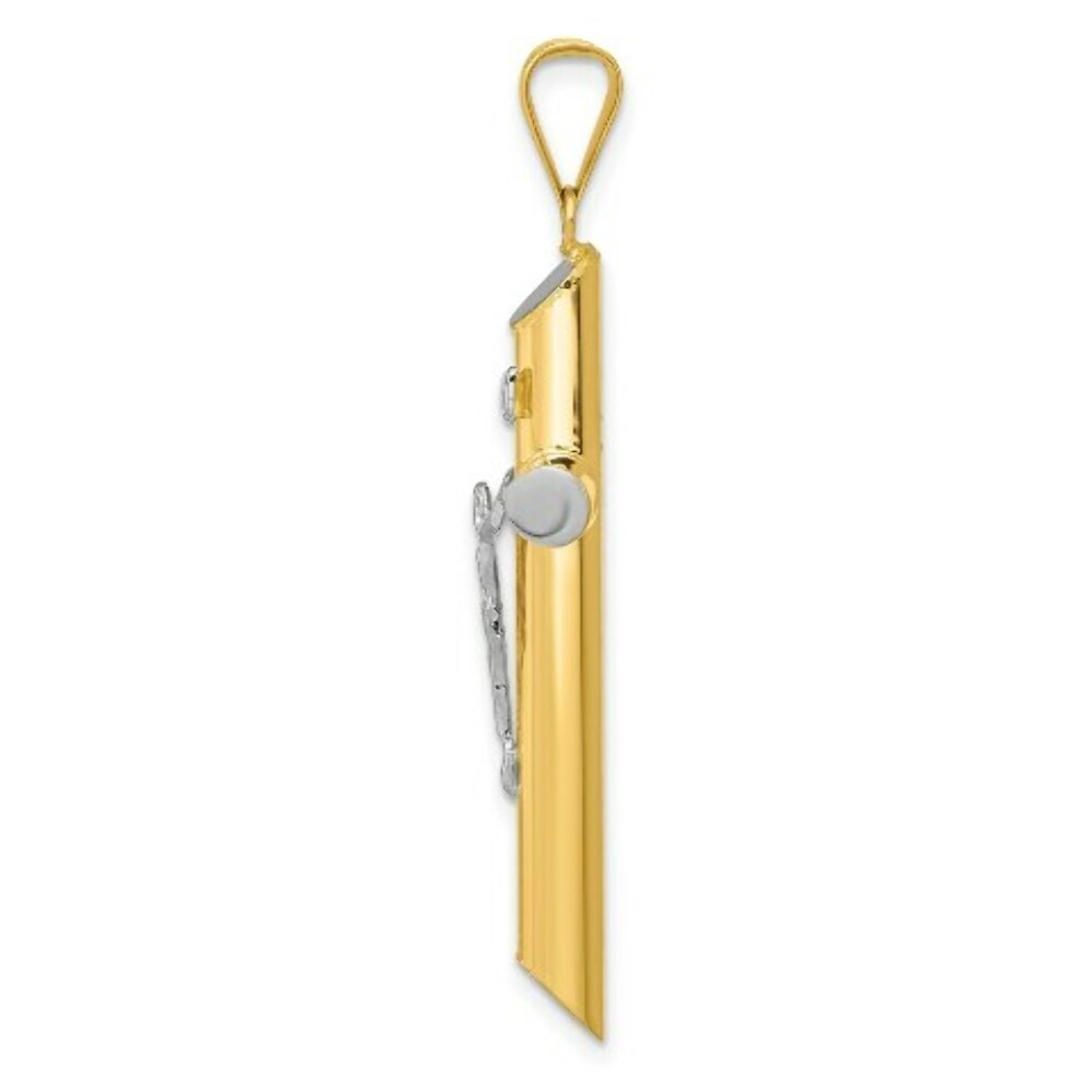 14K Two-tone Gold & Rhodium INRI Crucifix Pendant