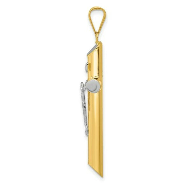 14K Two-tone Gold & Rhodium INRI Crucifix Pendant