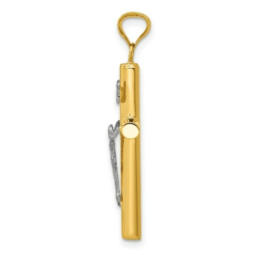 14K Two-tone Gold INRI Crucifix Pendant 34mm length