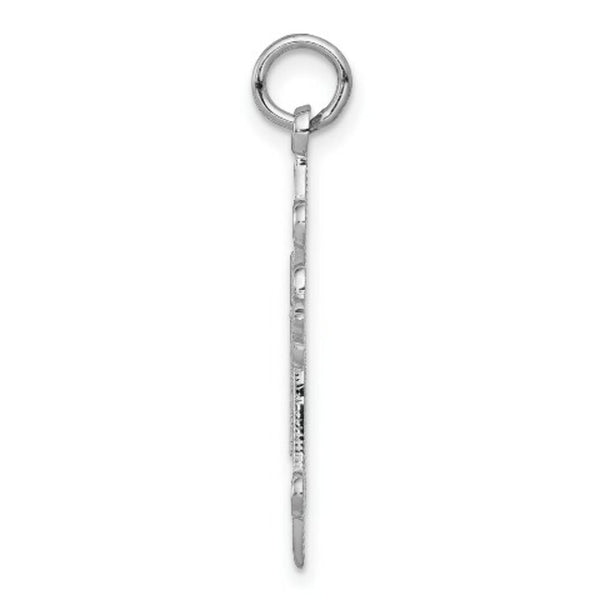 14K White Gold Cross Pendant 30mm length