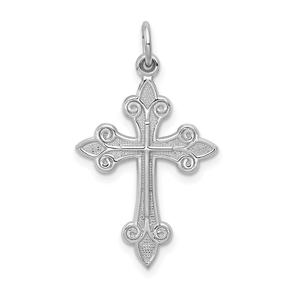 14K White Gold Cross Pendant 30mm length