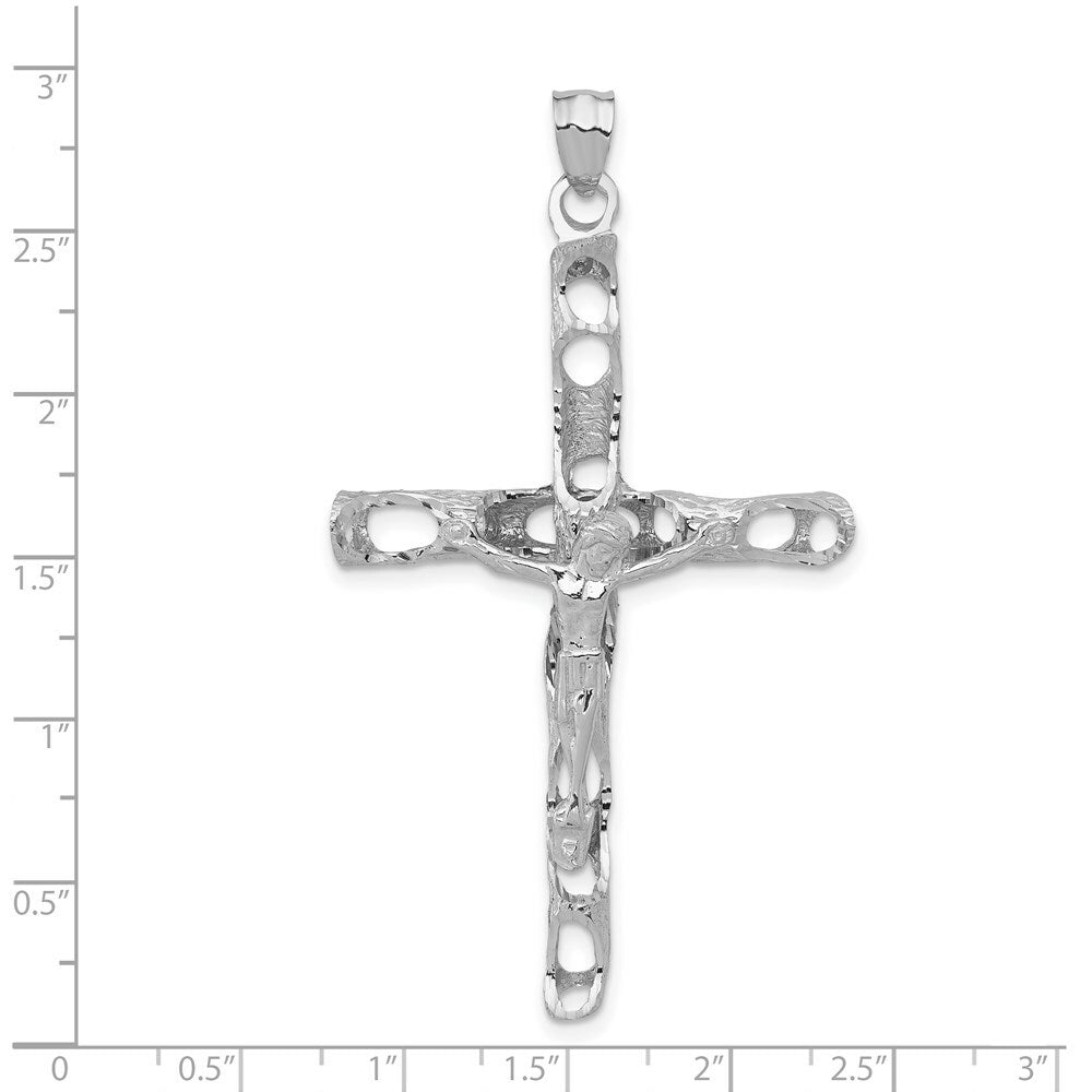 14K White Gold Crucifix Pendant 73mm length