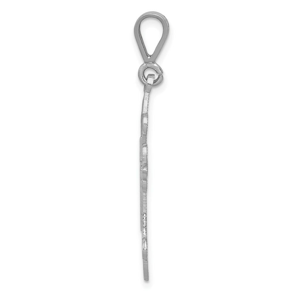 14K White Gold Cross Pendant 40mm length