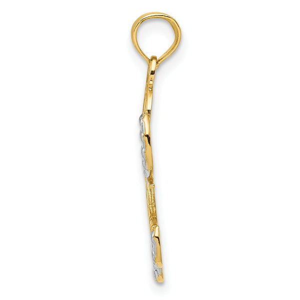 14K Yellow Gold w/Rhodium Love Angel Pendant