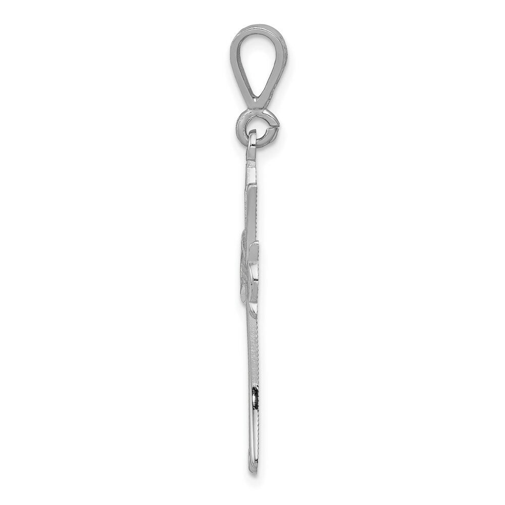 14K White Gold Cross Pendant 39mm length