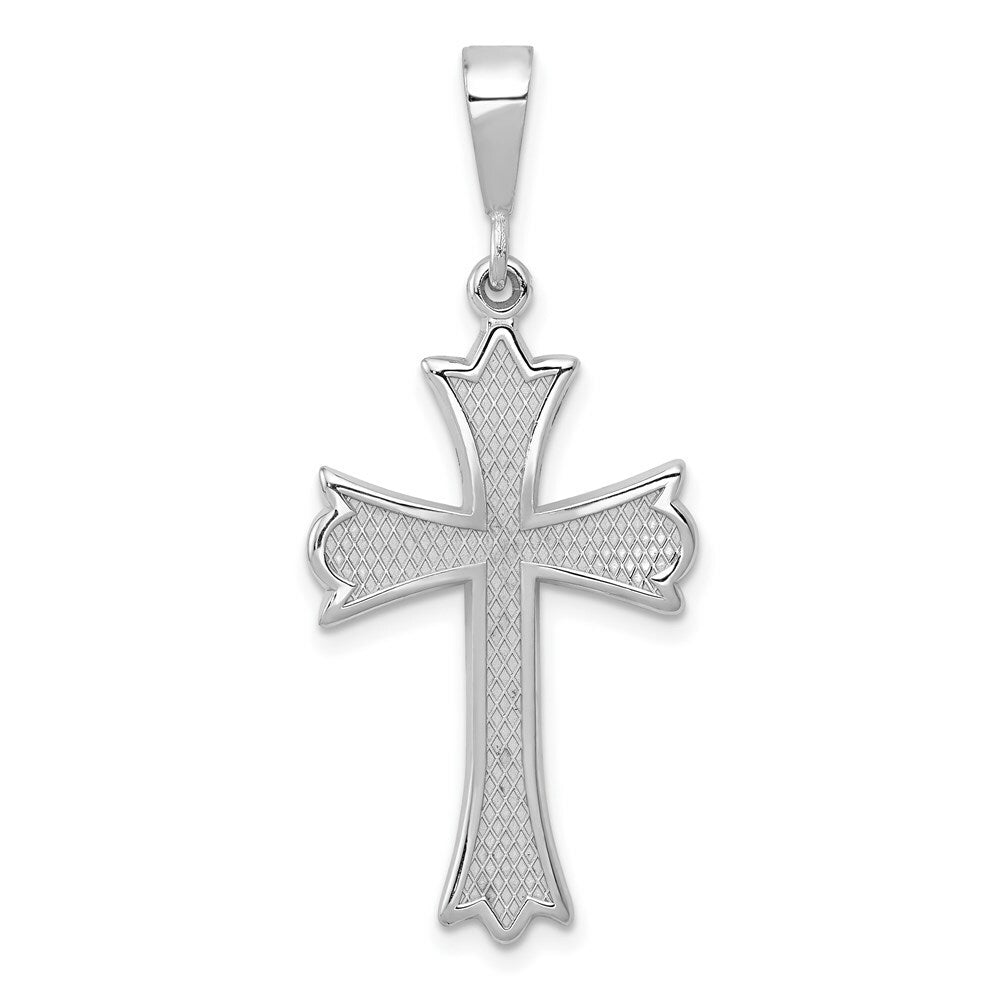 14K White Gold Cross Pendant 39mm length