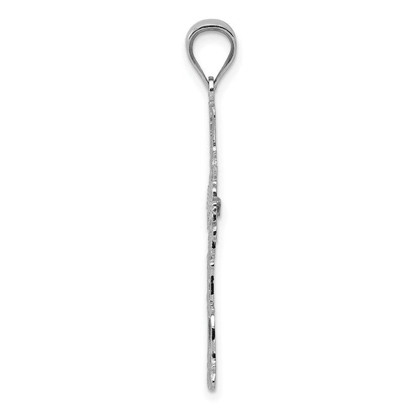 14K White Gold Latin Cross Pendant 36mm length