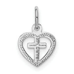 Load image into Gallery viewer, 14K White Gold Cross in Heart Charm 16mm length
