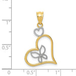 Load image into Gallery viewer, 14K Yellow Gold &amp; Rhodium Butterfly in Heart Pendant
