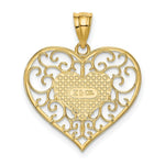 Load image into Gallery viewer, 14K Yellow Gold Heart In Heart Polished &amp; Filigree Pendant
