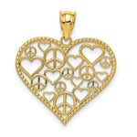 Load image into Gallery viewer, 14K Yellow Gold Heart w/Peace Signs Pendant
