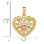 Load image into Gallery viewer, 14K Two-Tone Gold Heart With Pink Center Charm Pendant
