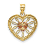 Load image into Gallery viewer, 14K Two-Tone Gold Heart With Pink Center Charm Pendant
