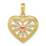 Load image into Gallery viewer, 14K Two-Tone Gold Heart With Pink Center Charm Pendant
