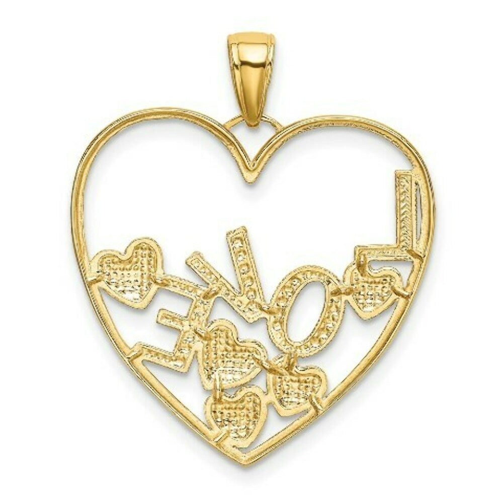 14K Yellow Gold & Rhodium Love and Floating Hearts Pendant