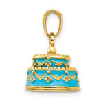 Load image into Gallery viewer, 14K Yellow Gold 3-D Light Blue Enameled Happy Birthday Cake Pendant
