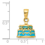 Load image into Gallery viewer, 14K Yellow Gold 3-D Light Blue Enameled Happy Birthday Cake Pendant
