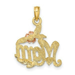 Load image into Gallery viewer, 14K Two-Tone Gold Polished MOM &amp; Flower Pendant

