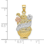 Load image into Gallery viewer, 14K Two-Tone Gold #1 Mom Banner Flower Basket Charm Pendant
