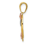 Load image into Gallery viewer, 14K Tri-Color Gold Nana in Heart with Flowers Pendant
