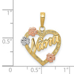 Load image into Gallery viewer, 14K Tri-Color Gold Nana in Heart with Flowers Pendant
