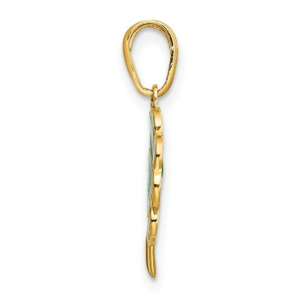 14K Yellow Gold 4-Leaf Clover Translucent Acrylic Pendant