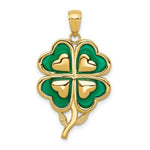 Load image into Gallery viewer, 14K Yellow Gold 4-Leaf Clover Pendant with Green Acrylic Tips
