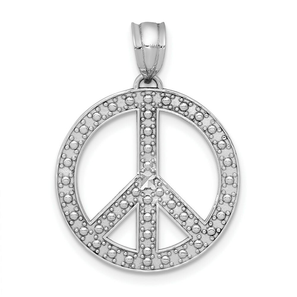14K White Peace Symbol Pendant