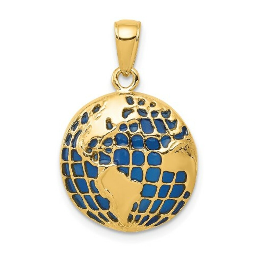 14K Yellow Gold BlueTranslucent Acrylic Globe Pendant