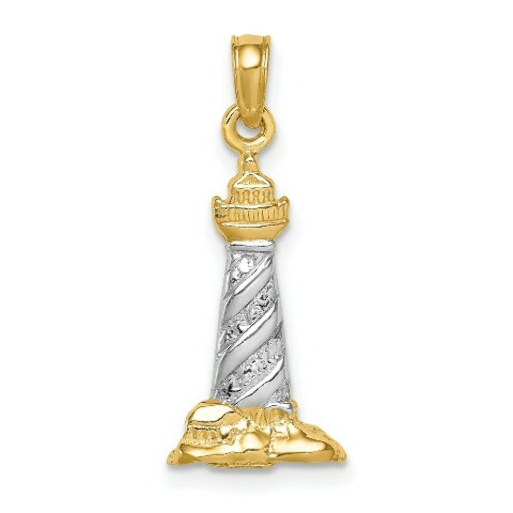 14K Yellow Gold & Rhodium 3-D Cape Hatteras Lighthouse Pendant