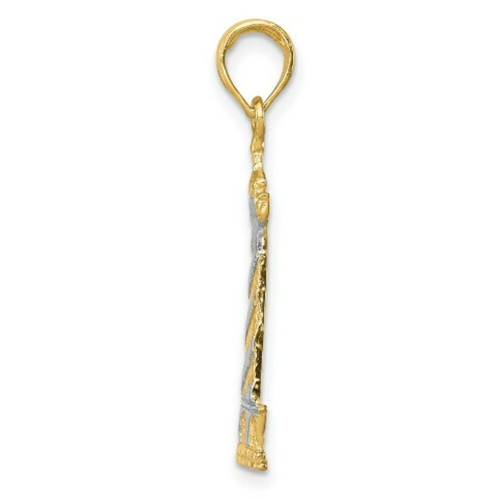 14K Yellow Gold & Rhodium Cape Hatters Lighthouse Pendant