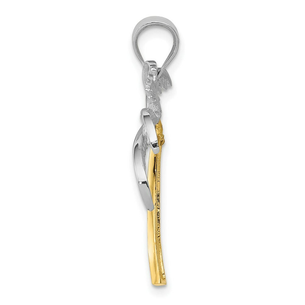 14K Two-tone Gold Palm Tree Pendant