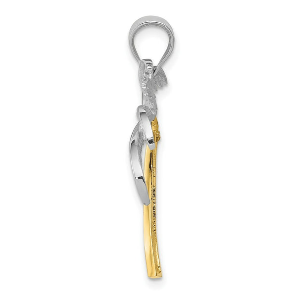 14K Two-tone Gold Palm Tree Pendant