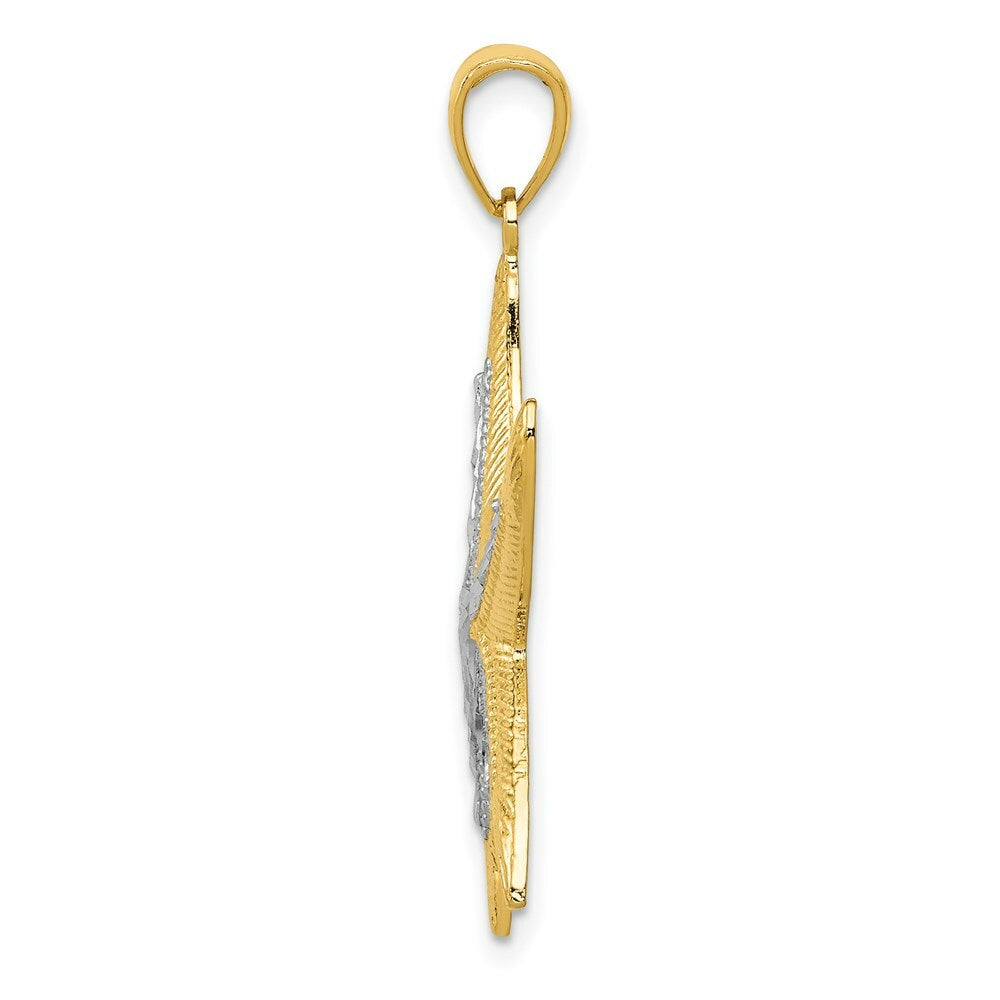14K Yellow Gold & Rhodium StarFish Pendant