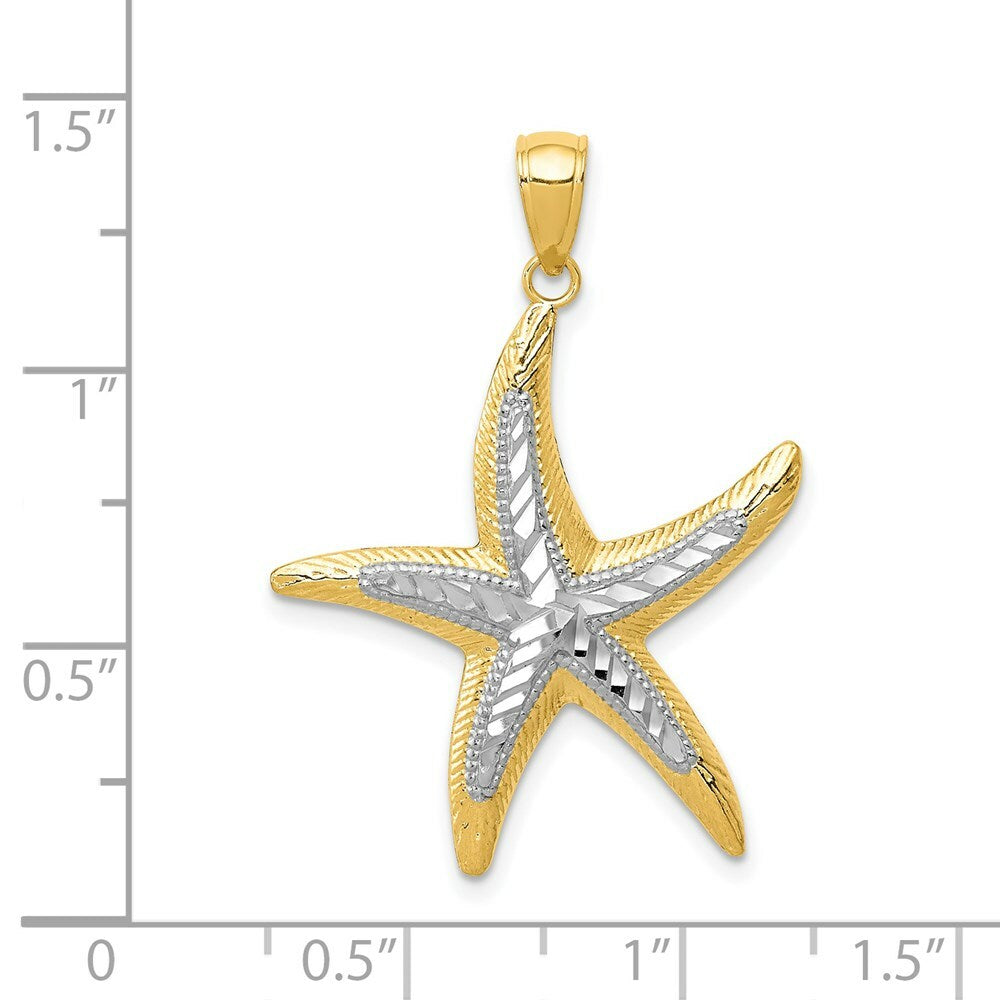 14K Yellow Gold & Rhodium StarFish Pendant