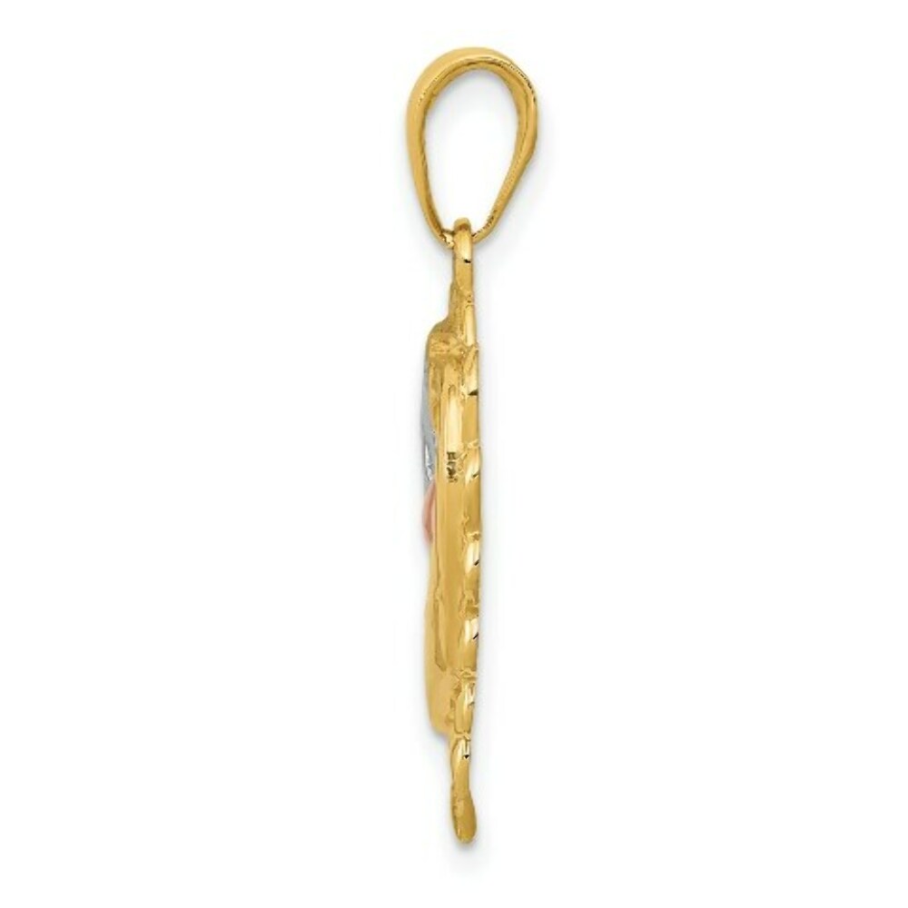 14K Two-tone Gold & Rhodium Dolphins in Heart Pendant