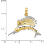 Load image into Gallery viewer, 14K Yellow Gold &amp; Rhodium SailFish Pendant
