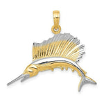 Load image into Gallery viewer, 14K Yellow Gold &amp; Rhodium SailFish Pendant
