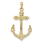 Load image into Gallery viewer, 14K Yellow Gold 2-D Red, White, and Blue Enameled Anchor Pendant
